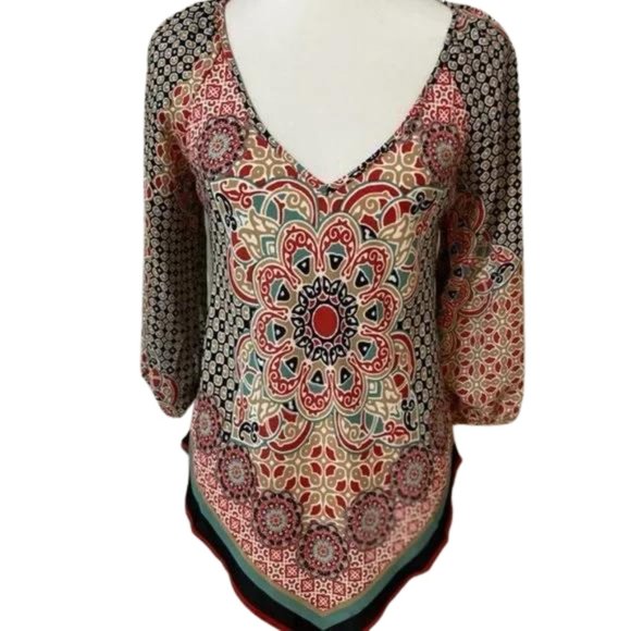 HeartSoul Multi Color Top with V in Front / Back Small - Picture 1 of 6